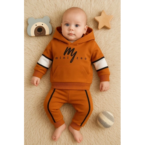 Mini Zeo Desenli Pamuklu 2li Erkek Bebek Takımı
