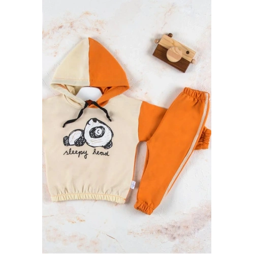 Panda Desenli Kapişonlu Erkek Bebek Takımı