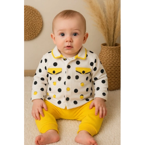 Puanlı Hırkalı % 100 Pamuk 3lü Kız Takım