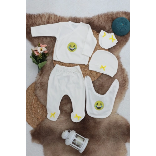 Sema Baby 5 Parça Gülen Surat Hastane Çıkışı Zıbın Seti 0-3 Ay