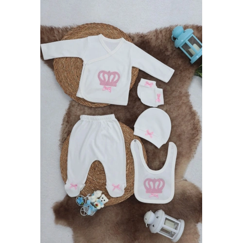 Sema Baby 5 Parça Hastane Çıkışı Zıbın Seti 0-3 Ay - Princess