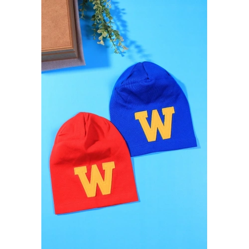 W Armalı 2-4 Yaş Erkek Çocuk Şapkası 2li Paket