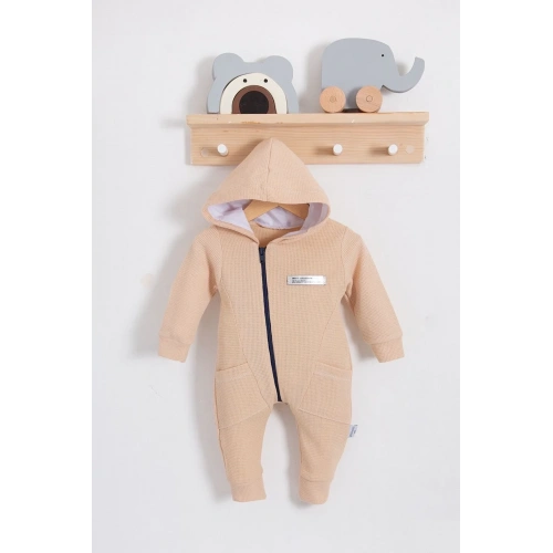 Yandan Cepli Fermuarlı % 100 Pamuk Erkek Bebek Tulumu