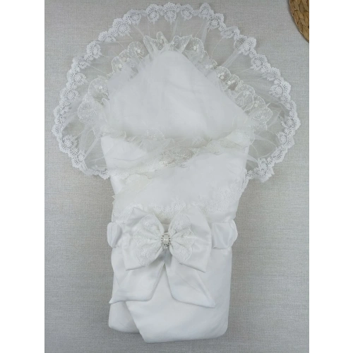 Yenidoğan İpek Pamuklu İnci Lüks Kundak Bebek Battaniyesi Ekru