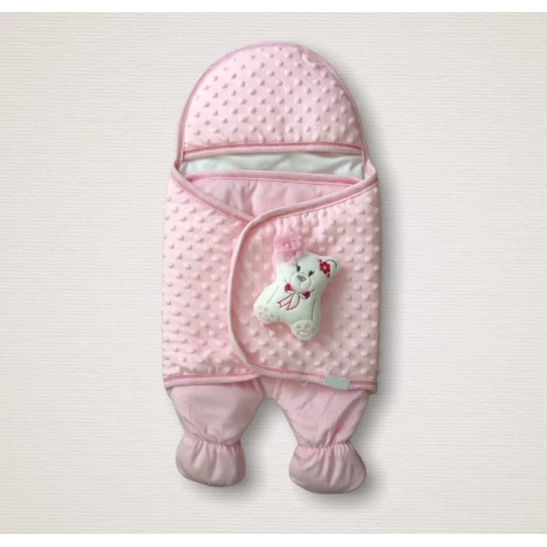 Yenidoğan Oyuncaklı Topçikli Kız Erkek Bebek Ayaklı Kundak Bebek Battaniyesi Pembe