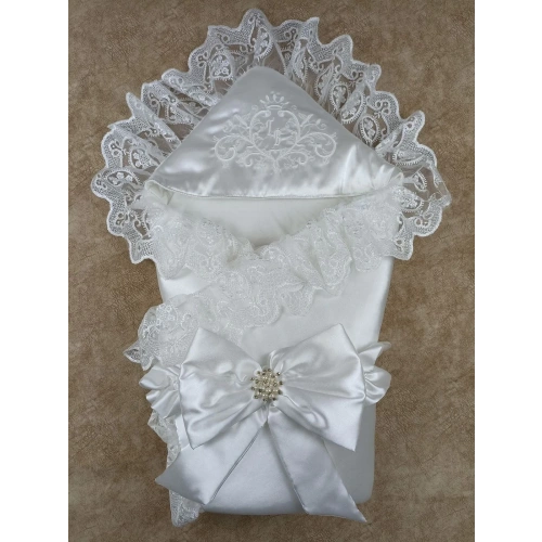 Yenidoğan Pırıltı Nakış Detaylı Lüks Kundak Bebek Battaniyesi Ekru