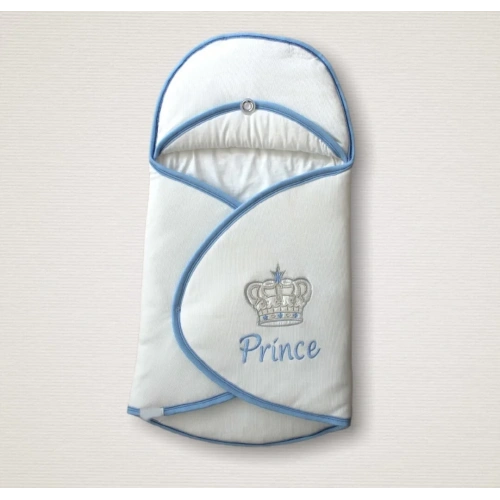 Yenidoğan Prince Nakışlı Çizgi Efektli Kız Bebek Klasik Kundak Bebek Battaniyesi Ekru