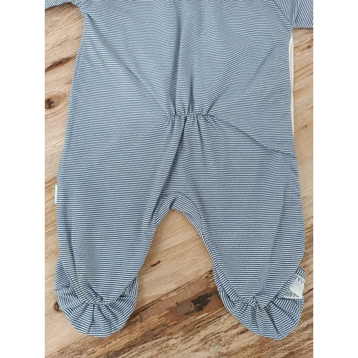 0-3 3-6 Ay Papyonlu Çizgi Desen Çıtçıt Kapama Kasketli Erkek Bebek Tulumu Lacivert