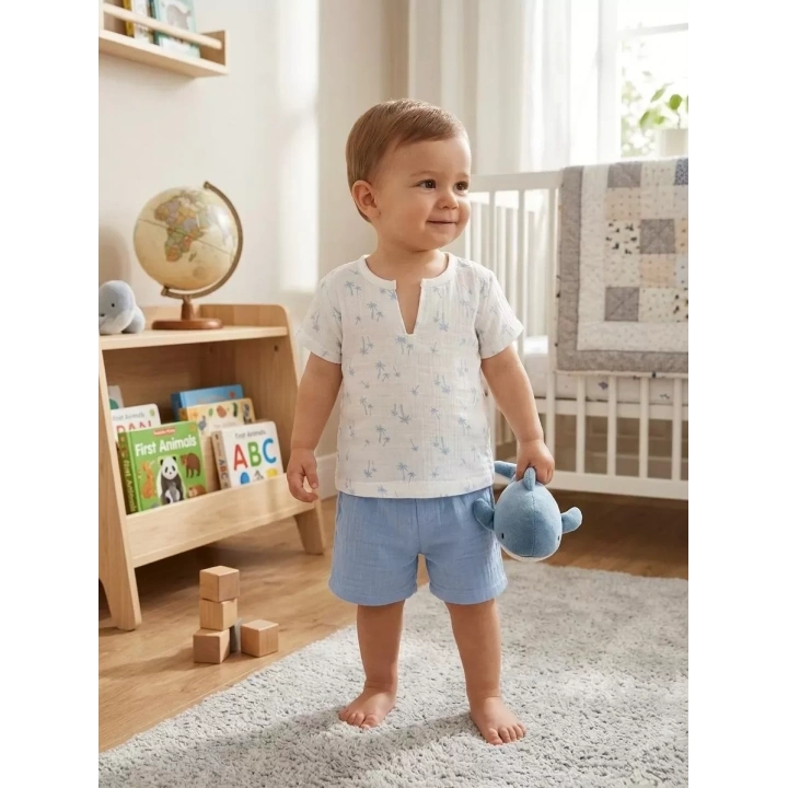 1/4 Yaş Müslin Kumaş Bebek Takımı