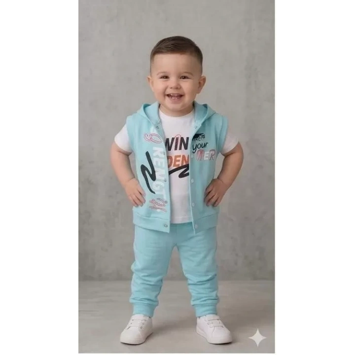 1/4 Yaş Winner Baskılı Yelekli 3lü Çocuk Takımı