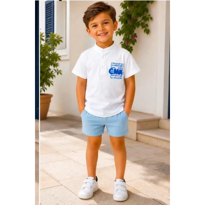 2/10 Yaş Keten Tişört Denim Şort Çocuk Takımı