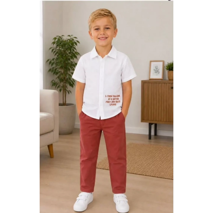 2/10 Yaş Müslin Gömlek Denim Pantolon Çocuk Takımı