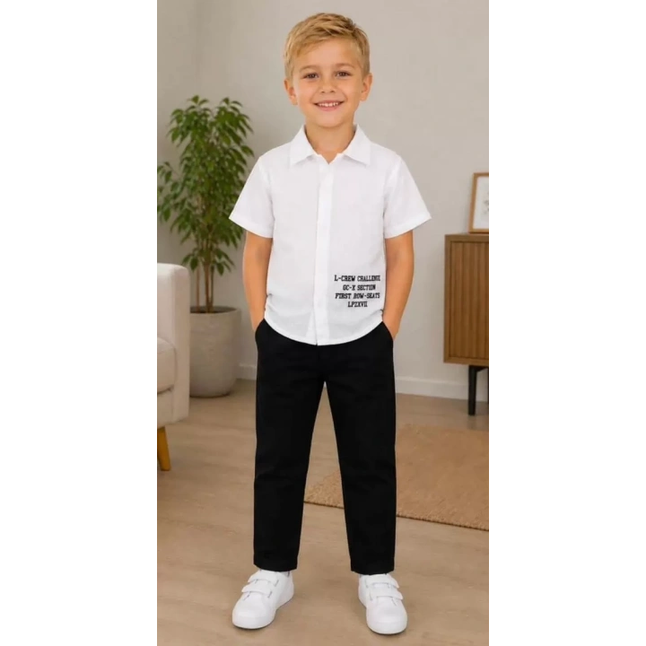 2/10 Yaş Müslin Gömlek Denim Pantolon Çocuk Takımı