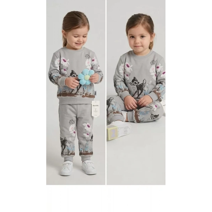 2-3-4-5 Yaş Ceylan Baskılı Penye Çocuk Takımı