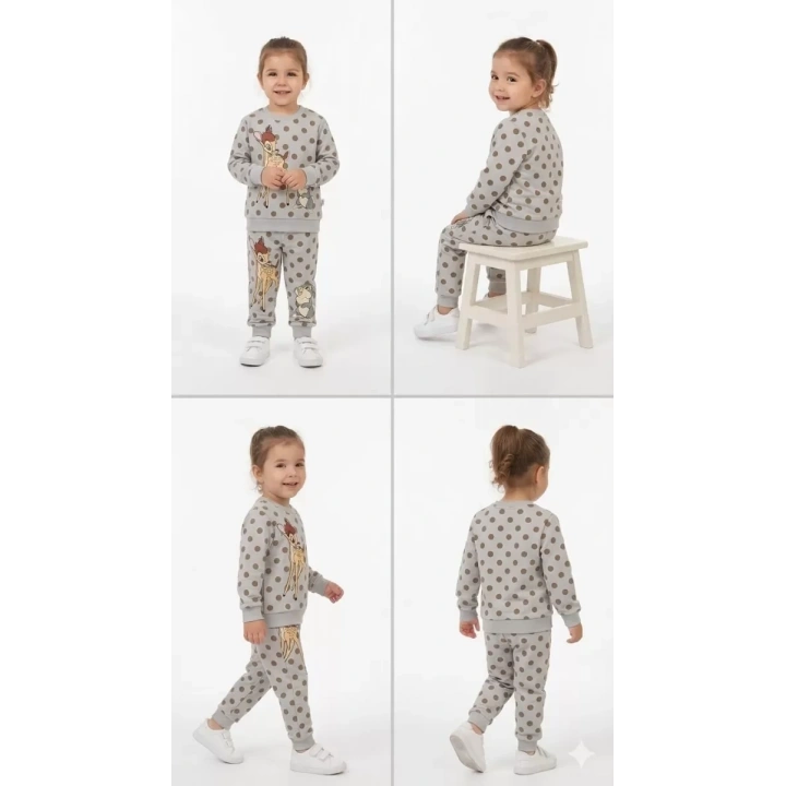 2-3-4-5 Yaş Ceylan Baskılı Penye Çocuk Takımı