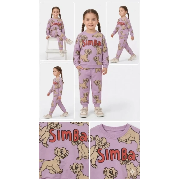 2-5 Yaş Aslan Baskılı Penye Çocuk Takımı