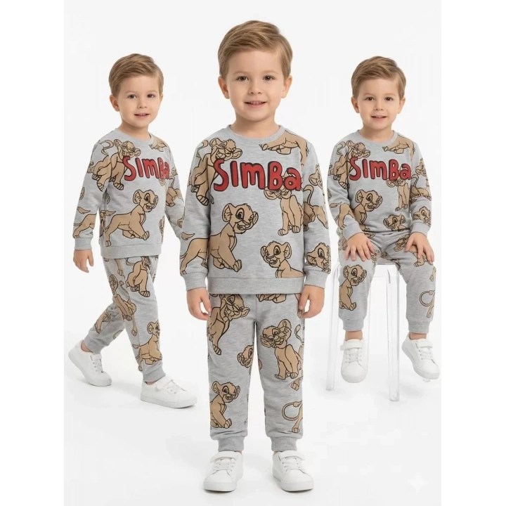 2-5 Yaş Aslan Baskılı Penye Çocuk Takımı