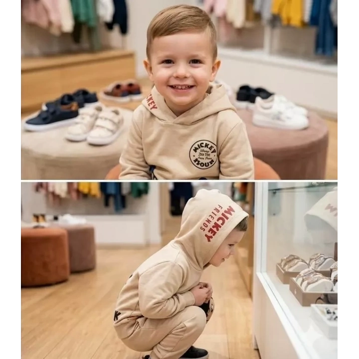 2-5 Yaş Kapşonlu Sırt Baskılı Çocuk Takımı