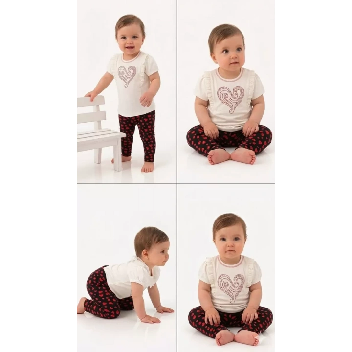 3/12 Ay Çiçek Taytlı Pamuk Bebek Takımı