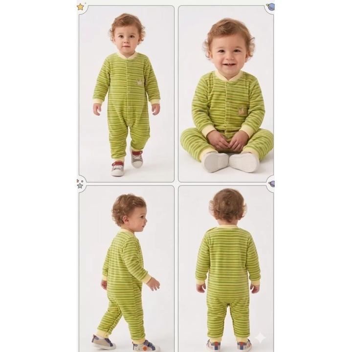 3/12 Ay Kadife Kumaş Bebek Tulumu