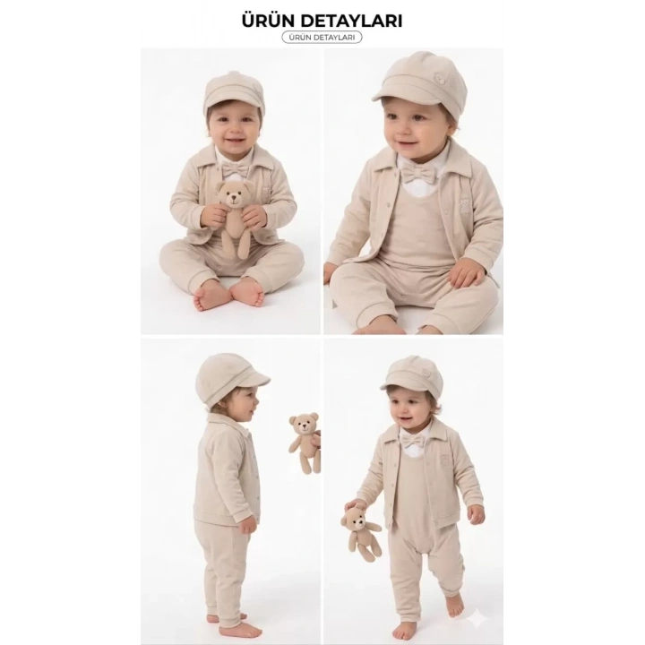 3/12 Ay Pamuk Penye 5 Parça Bebek Takımı