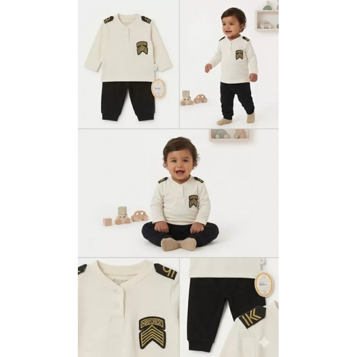 3/18 Ay Kaptan Armalı 2 Parça Bebek Takımı