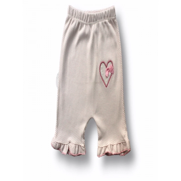 3-6 6-9 9-12 12-18 Ay Çift Kalp Nakışlı Şort Tişört 3lü Kız Bebek Takımı Ekru