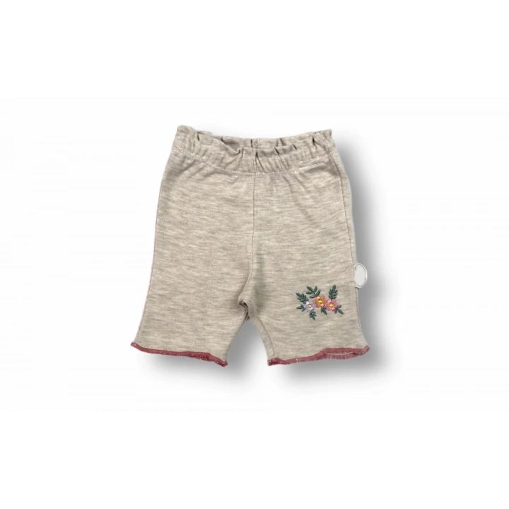 3-6 6-9 9-12 Ay Melek Kız Nakışlı Bandanalı Kısa Kollu Sweatli Şortlu 3lü Kız Bebek Takımı Nar Çiçeği