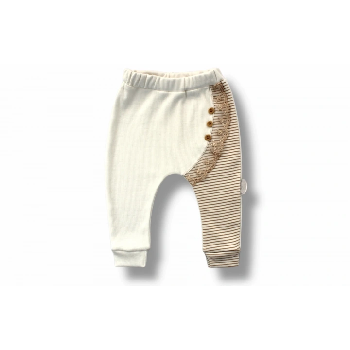 3-6 6-9 9-12 Ay Minik Sincap Nakışlı Şapkalı Uzun Kollu Sweatli 3lü Kız Bebek Takımı Kahverengi