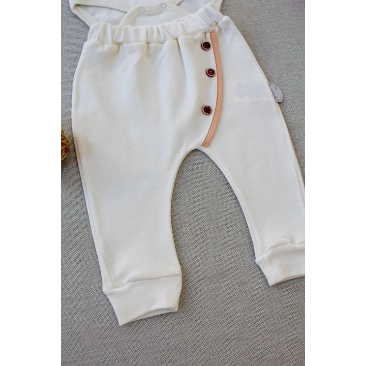 3-6 6-9 9-12 Ay Şarkıcı Kuşlar Nakışlı Bandanalı Uzun Kollu Zıbınlı 3lü Kız Bebek Takımı Ekru