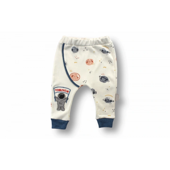 3-6 6-9 9-12 Ay Şirin Kozmonot Nakışlı Şapkalı Uzun Kollu Zıbınlı 3lü Kız-erkek Bebek Takımı Ekru