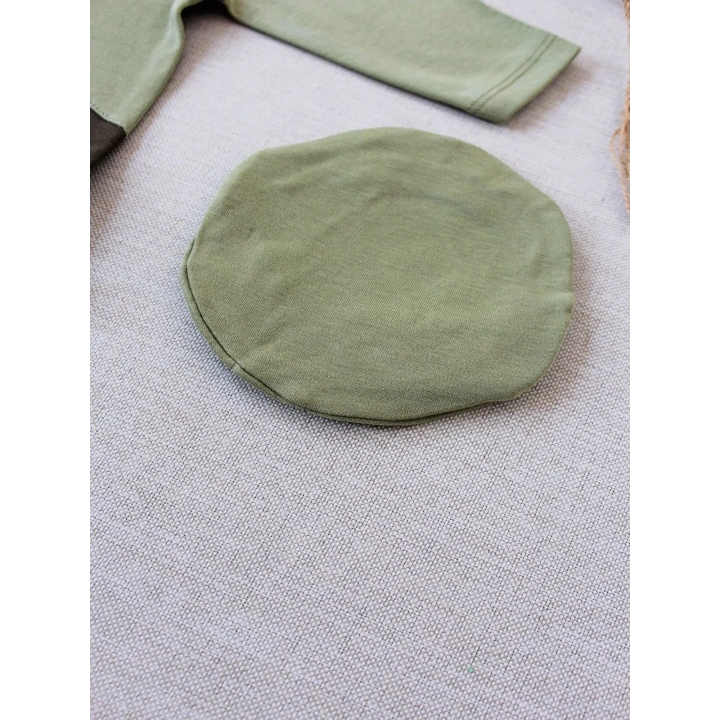 3-6 9-12 12-18 Ay Özel Kuvvetler Nakışlı Bere Şapkalı Kız Erkek Bebek Tulumu Yeşil