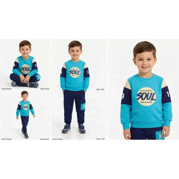 4/10 Yaş Kargo Cepli Penye Çocuk Takımı