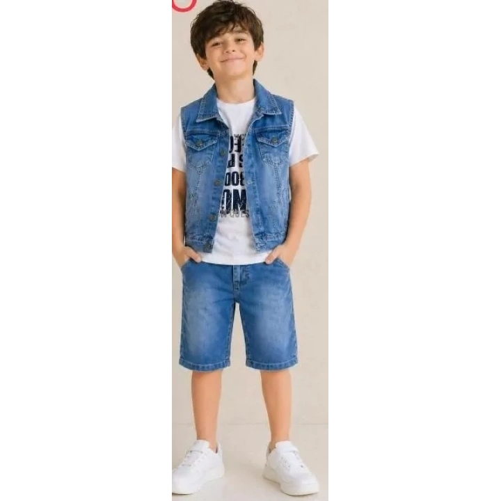 5/12 Yaş Kot(denim) Kumaş Tişörtlü Çocuk Takımı