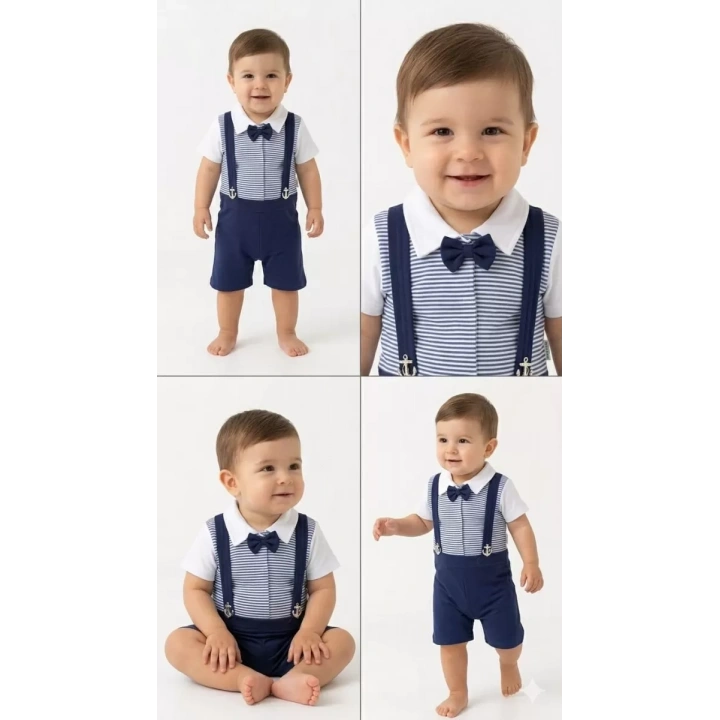 6/18 Ay Denizcik Şort-tişört Bebek Takımı