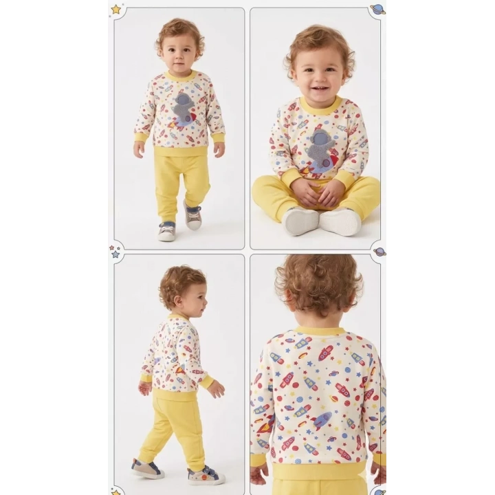 6/18 Ay Galaksi Baskılı Bebek Takımı