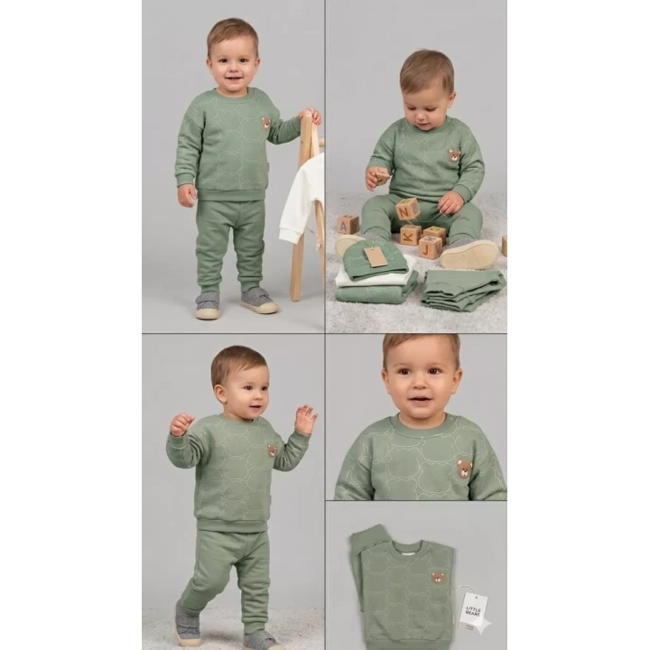 6/24 Ay Ayıcık Armalı Baskılı Bebek Takımı