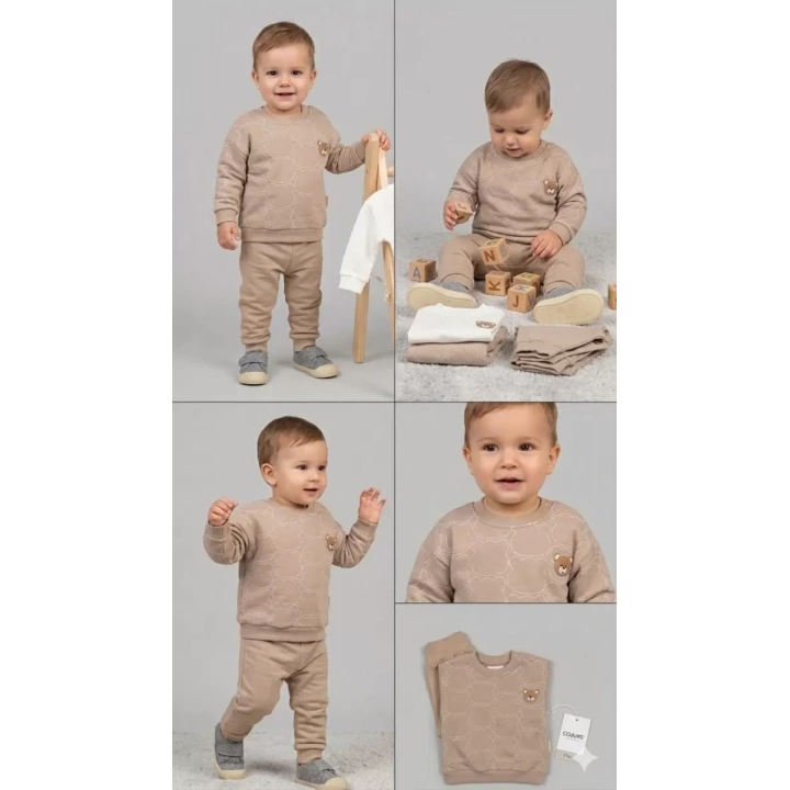 6/24 Ay Ayıcık Armalı Baskılı Bebek Takımı