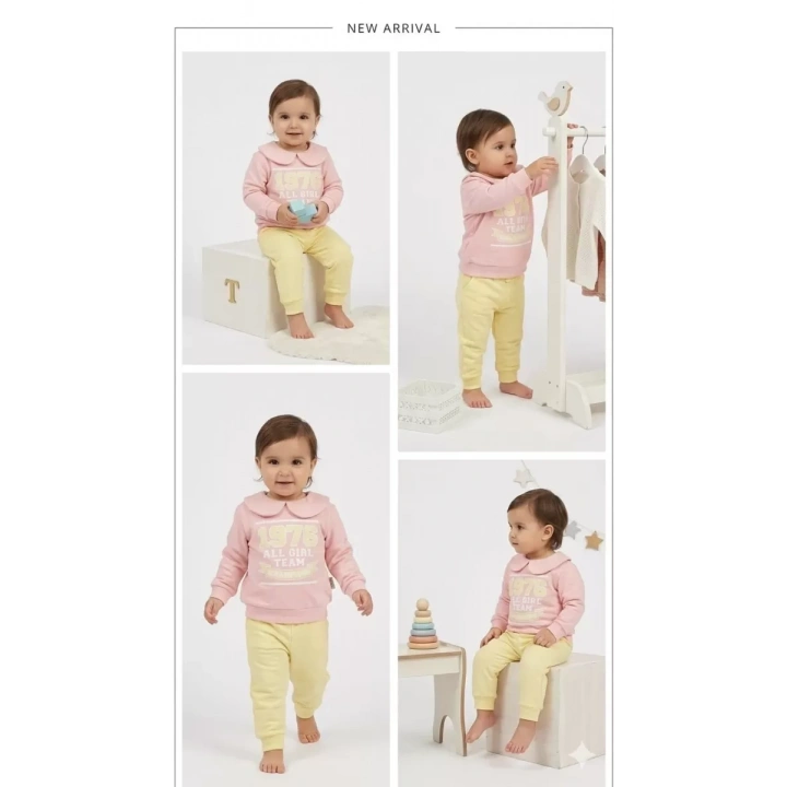 6/24 Ay Bebe Yakalı Penye Bebek Takımı