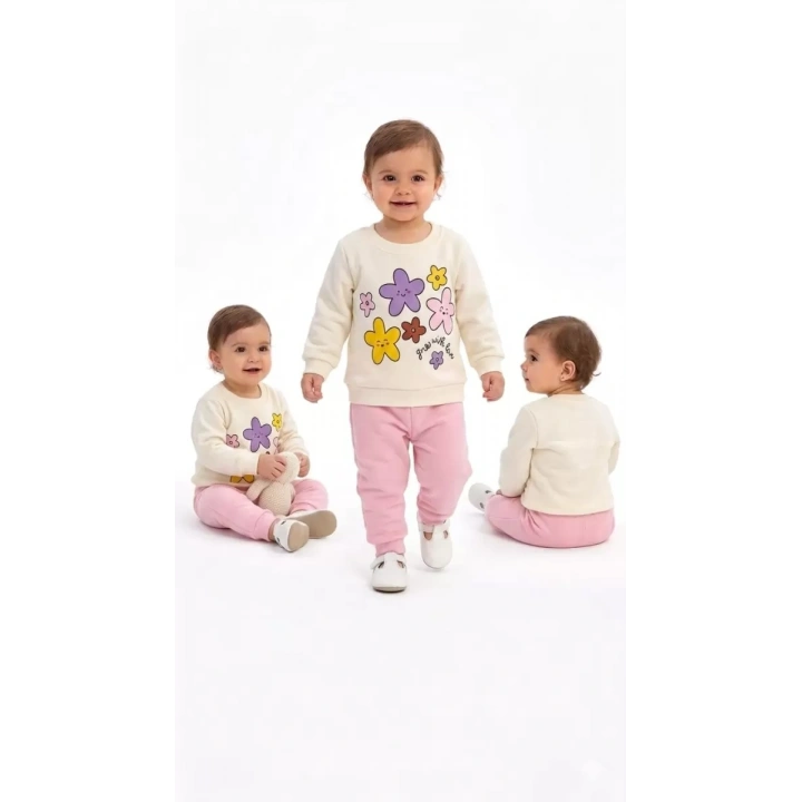 6/24 Ay Çiçek Baskılı Basic Bebek Takımı