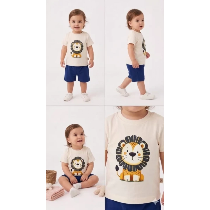 6/24 Ay Keten Şortlu Basic Bebek Takımı