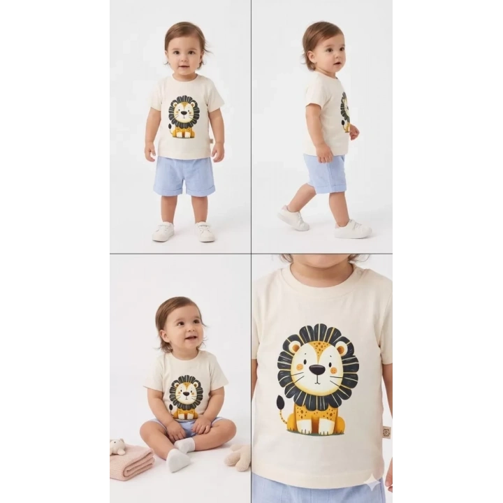 6/24 Ay Keten Şortlu Basic Bebek Takımı