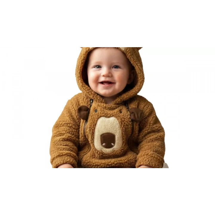 6/24 Ay Peluş Kumaş Çift Fermuarlı Bebek Tulumu