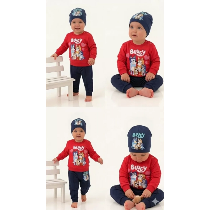 6/24 Ay Şapkalı Penye Bebek Takımı