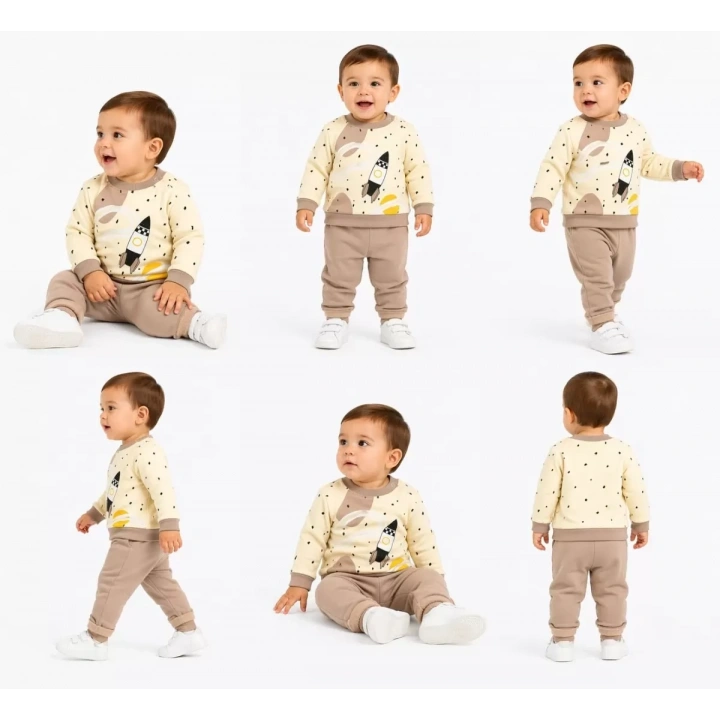 6/24 Ay Uzay Mekiği Baskılı Bebek Takımı