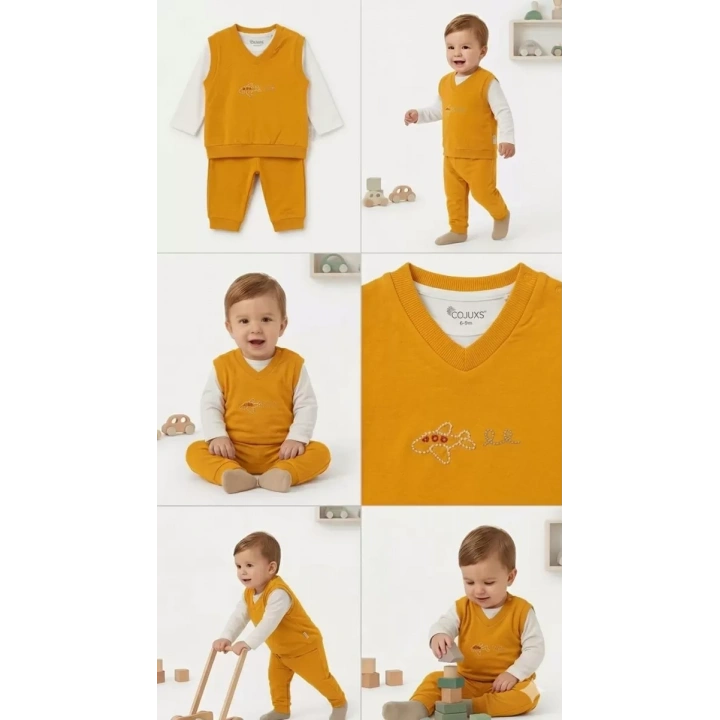 6/24 Ay Yelekli Badyli 3 Parça Bebek Takımı