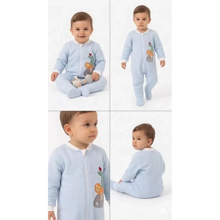 6/48 Ay Kapitoneli Nakışlı Bebek Uyku Tulumu