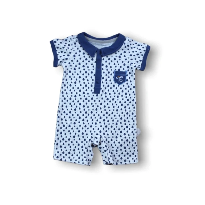 6-9 9-12 12-18 Ay Galaksi Baskılı Çıtçıtlı Kısa Kollu Erkek Bebek Tulumu Lacivert
