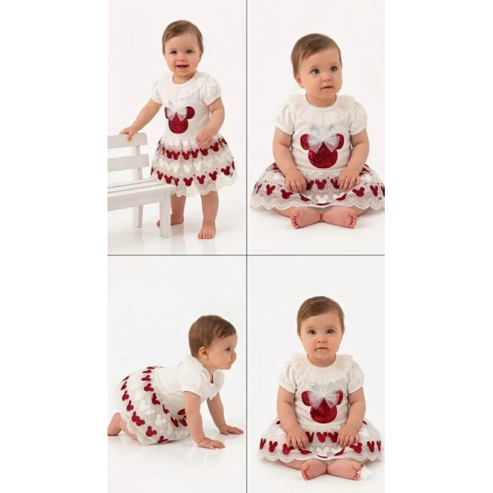 9/18 Ay Payet Baskılı Etekli Bebek Takımı