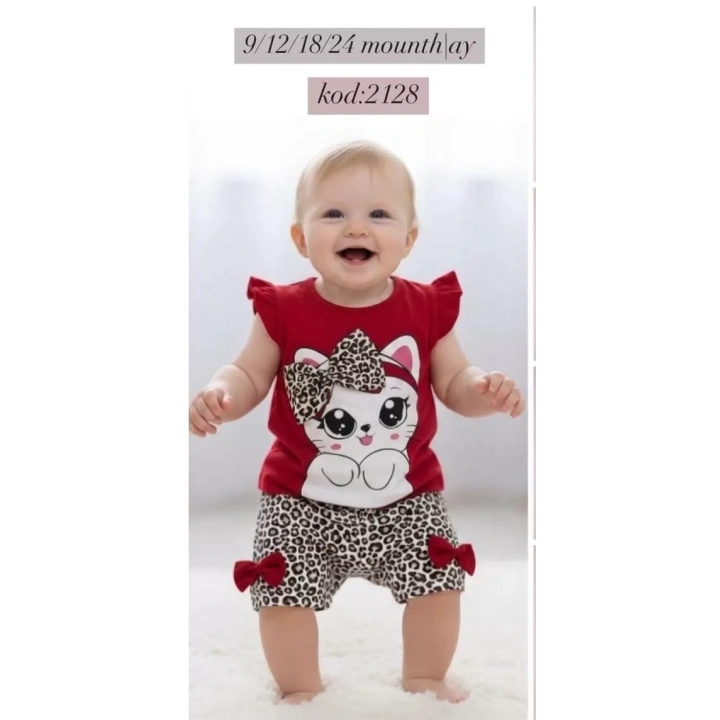9/24 Ay Leopar Kedi Baskılı Bebek Takımı